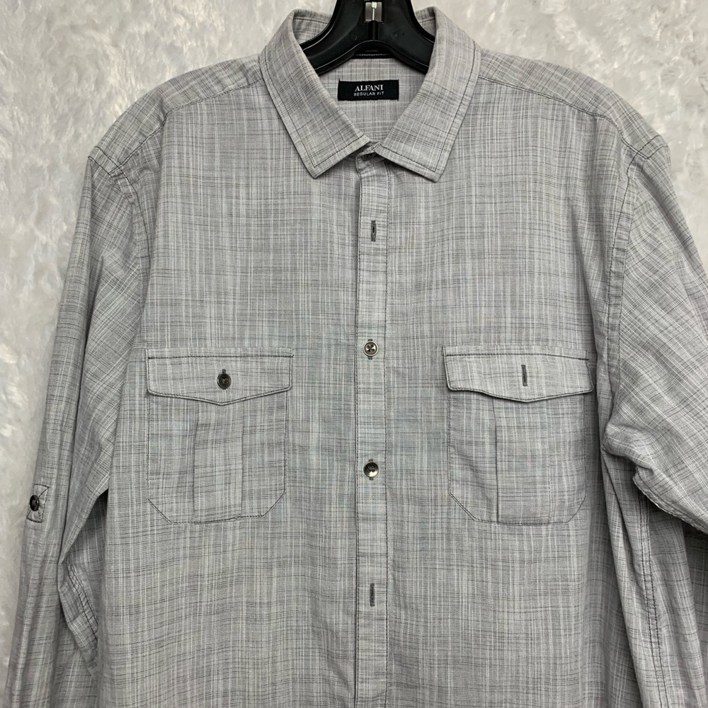 Alfani Mens Gray Large L Regular Fit Long Sleeve - Picture 2 of 6